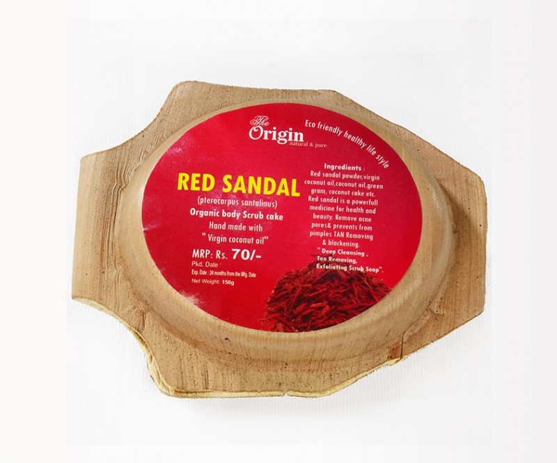 Natural Red Sandal Soap-150gms. Handmade with Virgin Coconut Oil Base